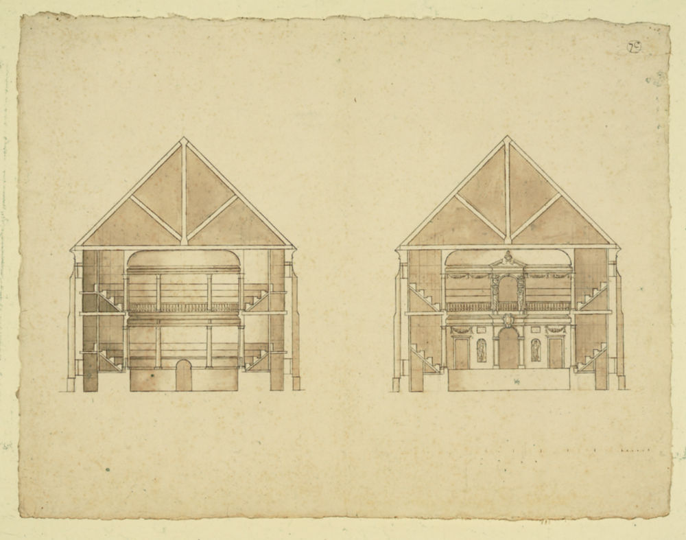 Architectural drawings for an indoor playhouse
