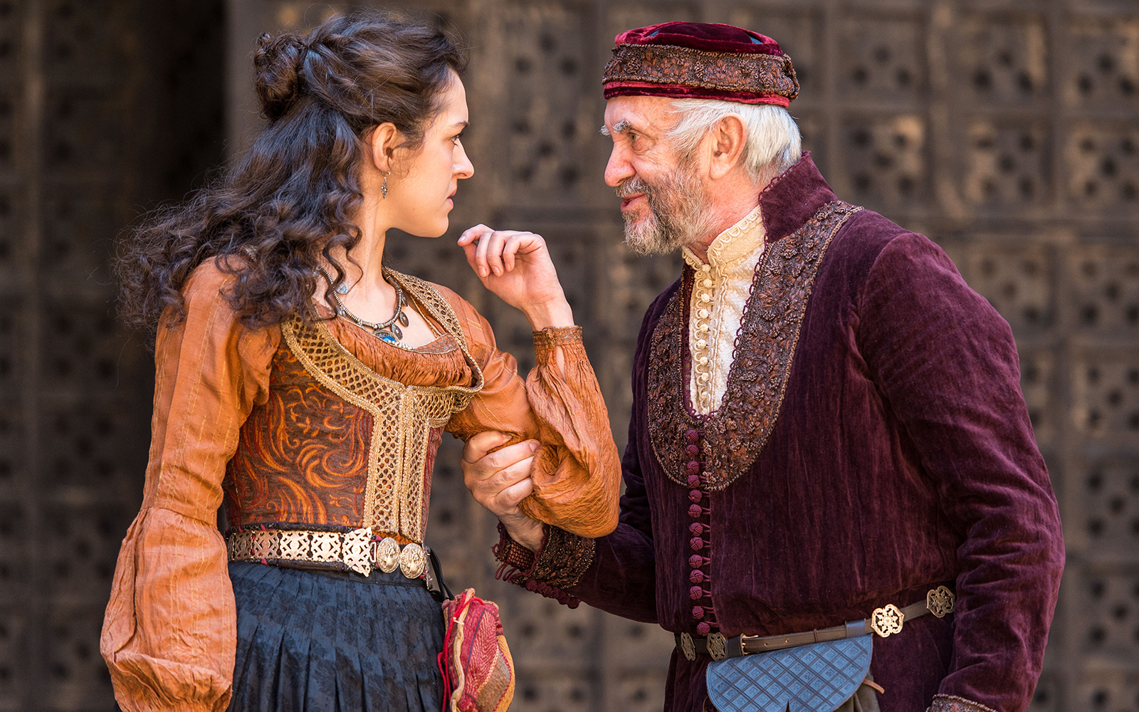 Merchant 1600x1000 Shylock grabbing Jessica's arm in The Merchant of Venice