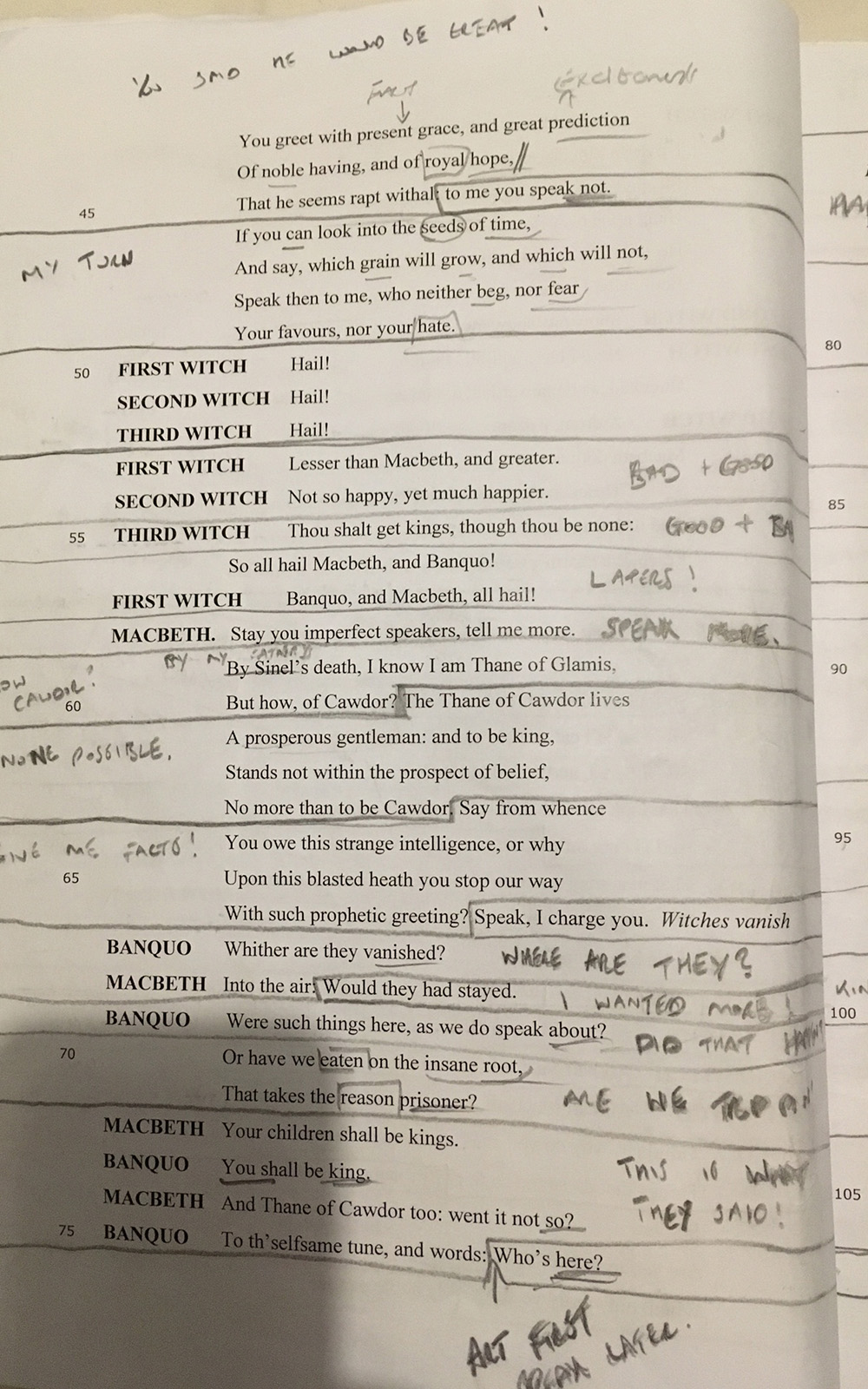 WEEK 1 BLOG_ REHEARSAL SCRIPT NOTES_ MACBETH 2020_ STNDARD IMAGE
