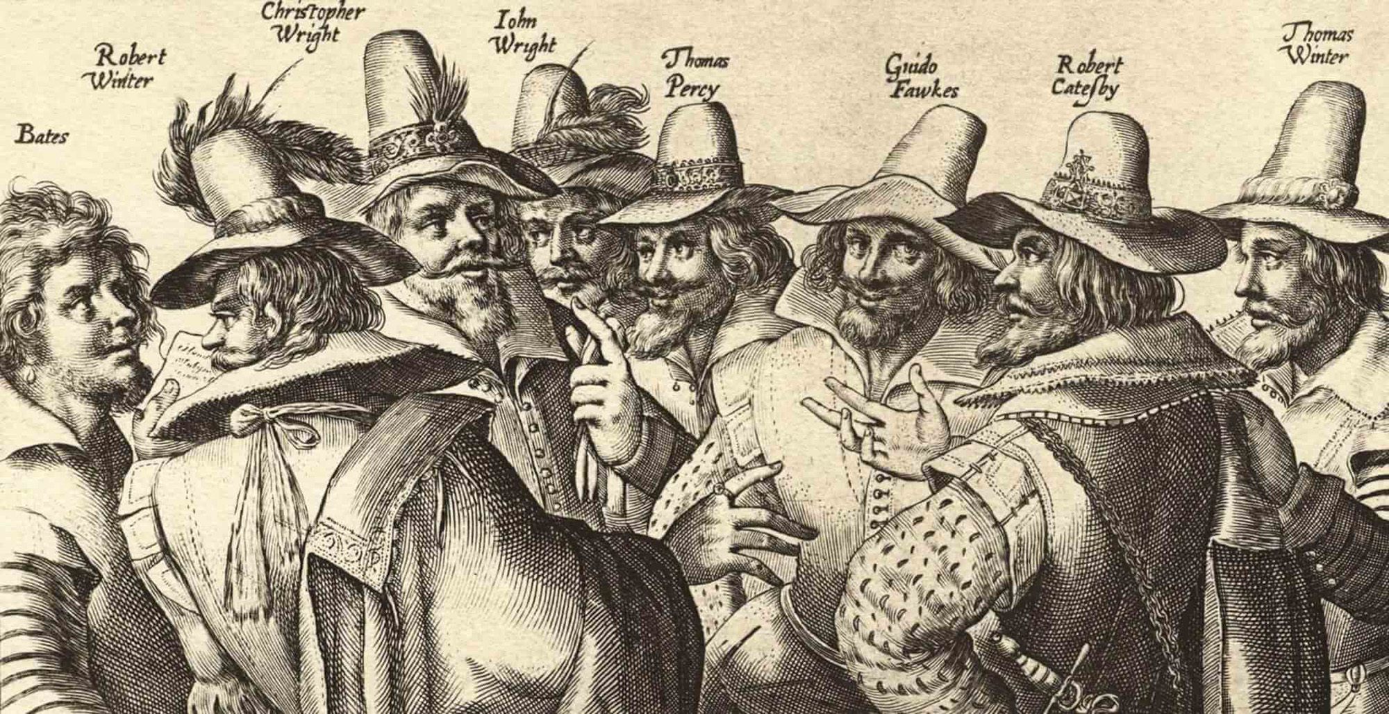 Illustration of the conspirators of the Gunpowder Plot