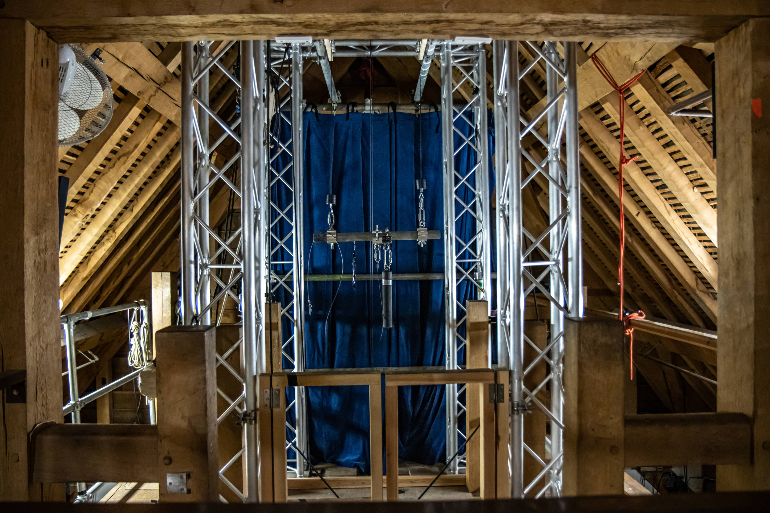 Heaven to Hell Globe Magazine Article Greg Morrison Pulleys Metals rigs in an attic-like space